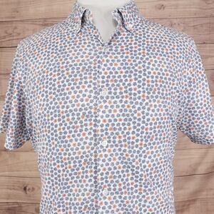 Bonobos Shirt Mens Large White Blue Orange Floral Slim Fit Cotton Casual